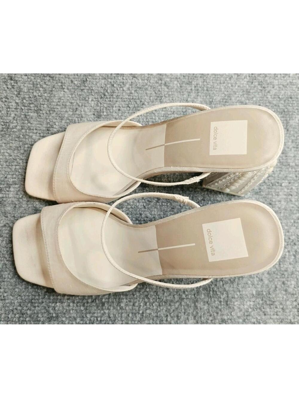 Jemmy Vanilla Pearl High Heel Slide Sandals Dolce Vita Sz 9 - Picture 5 of 9